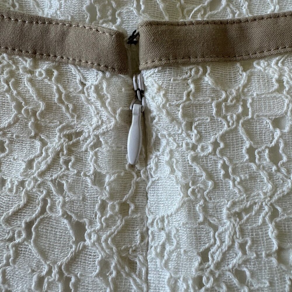NWOT MICHAEL Michael Kors White & Tan Floral Lace Sheath Dress Size 8  * - Picture 4 of 8